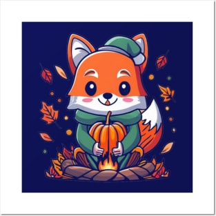 cute fox fall season Posters and Art